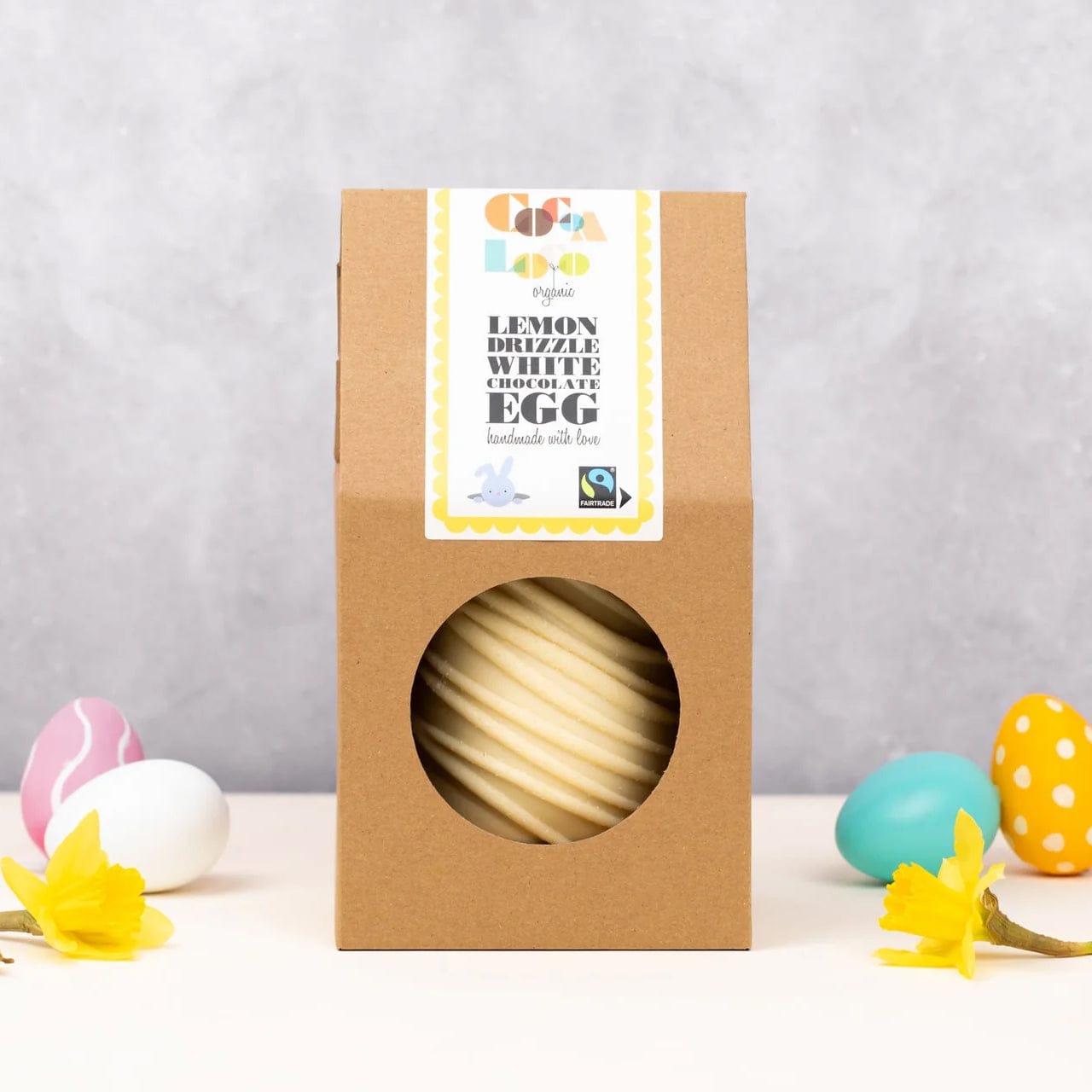 Cocoa Loco Lemon Drizzle White  Chocolate Easter Egg (225g) | Fairtrade Organic Hand-Made UK