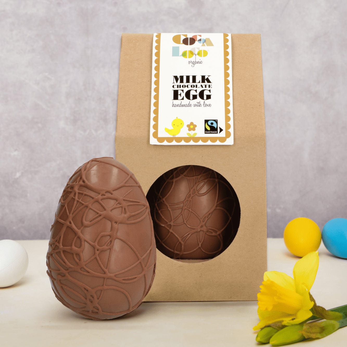 Cocoa Loco Milk Chocolate Easter Egg (225g) | Fairtrade Organic Hand-Made UK
