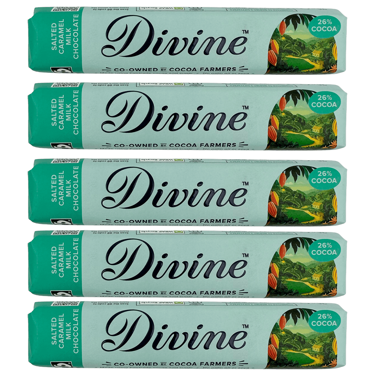 Divine Divine Chocolate 38% Milk Salted Caramel 5x35g Bars | Fairtrade