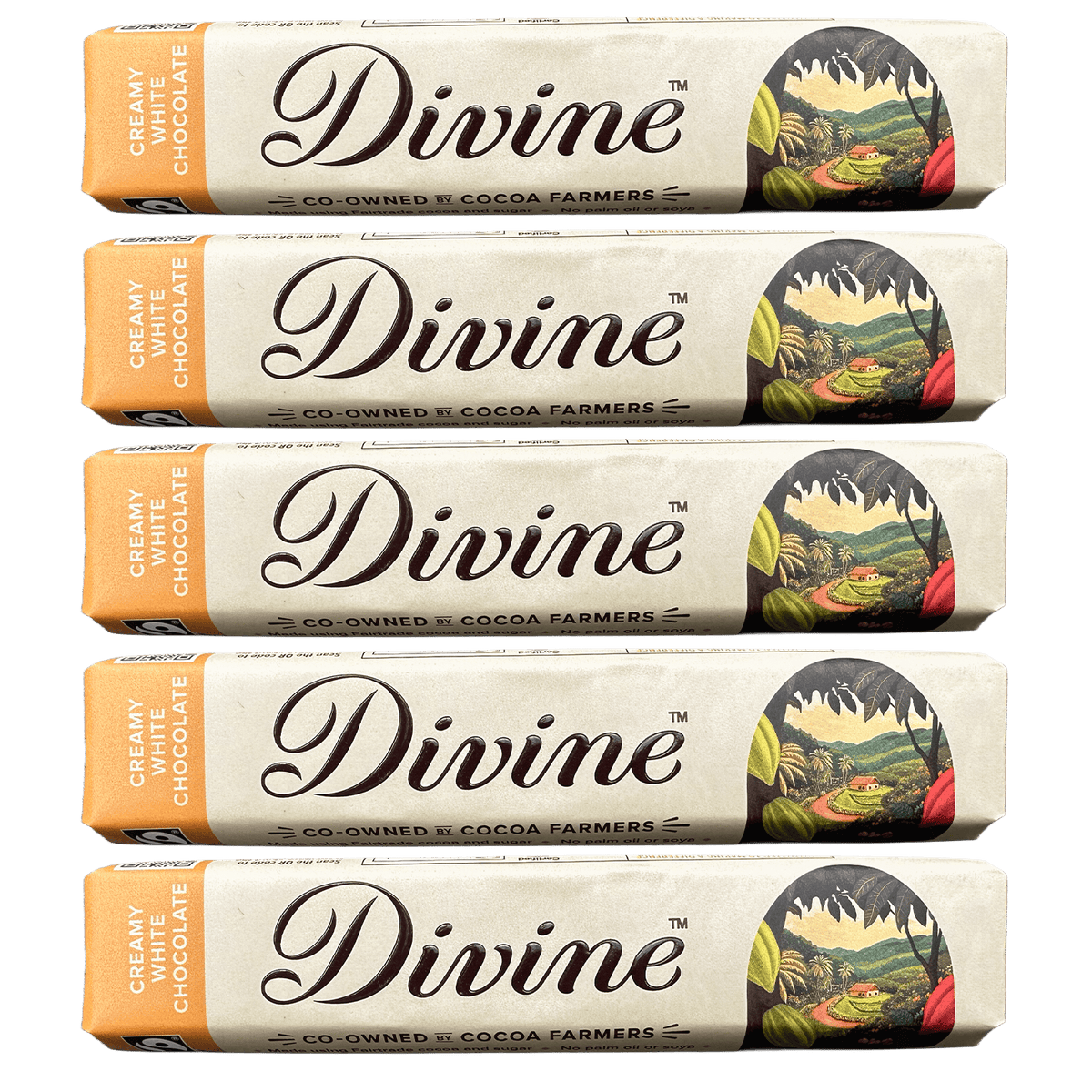 Divine Divine Chocolate Creamy white Chocolate 5x35g Bars | Fairtrade Vegan