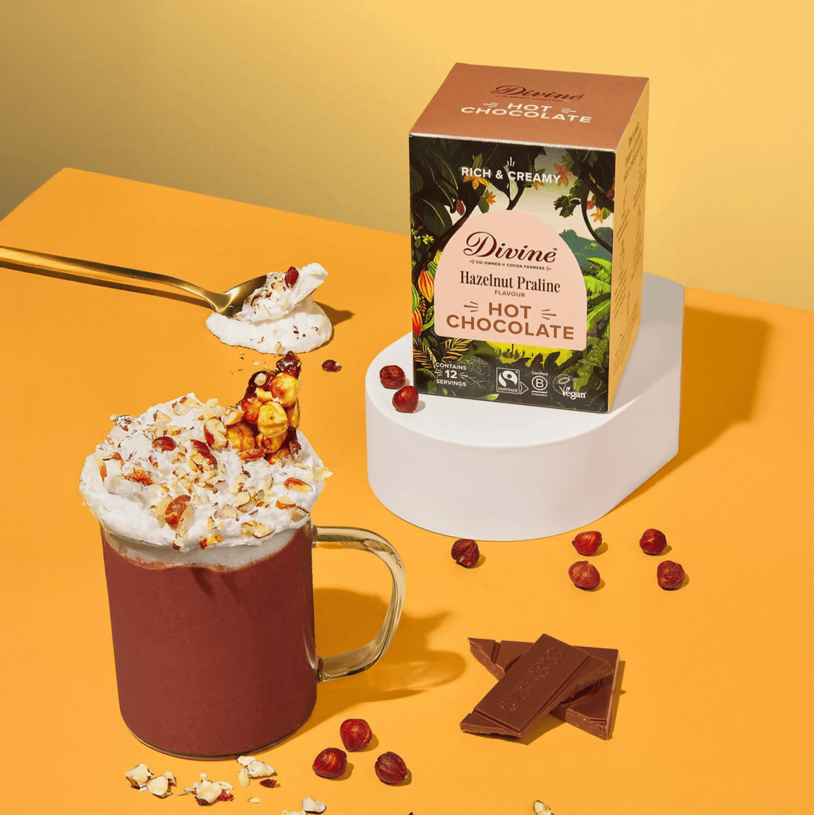 Divine Divine Hazelnut Hot Chocolate 250g | Fairtrade Vegan Hot Chocolate