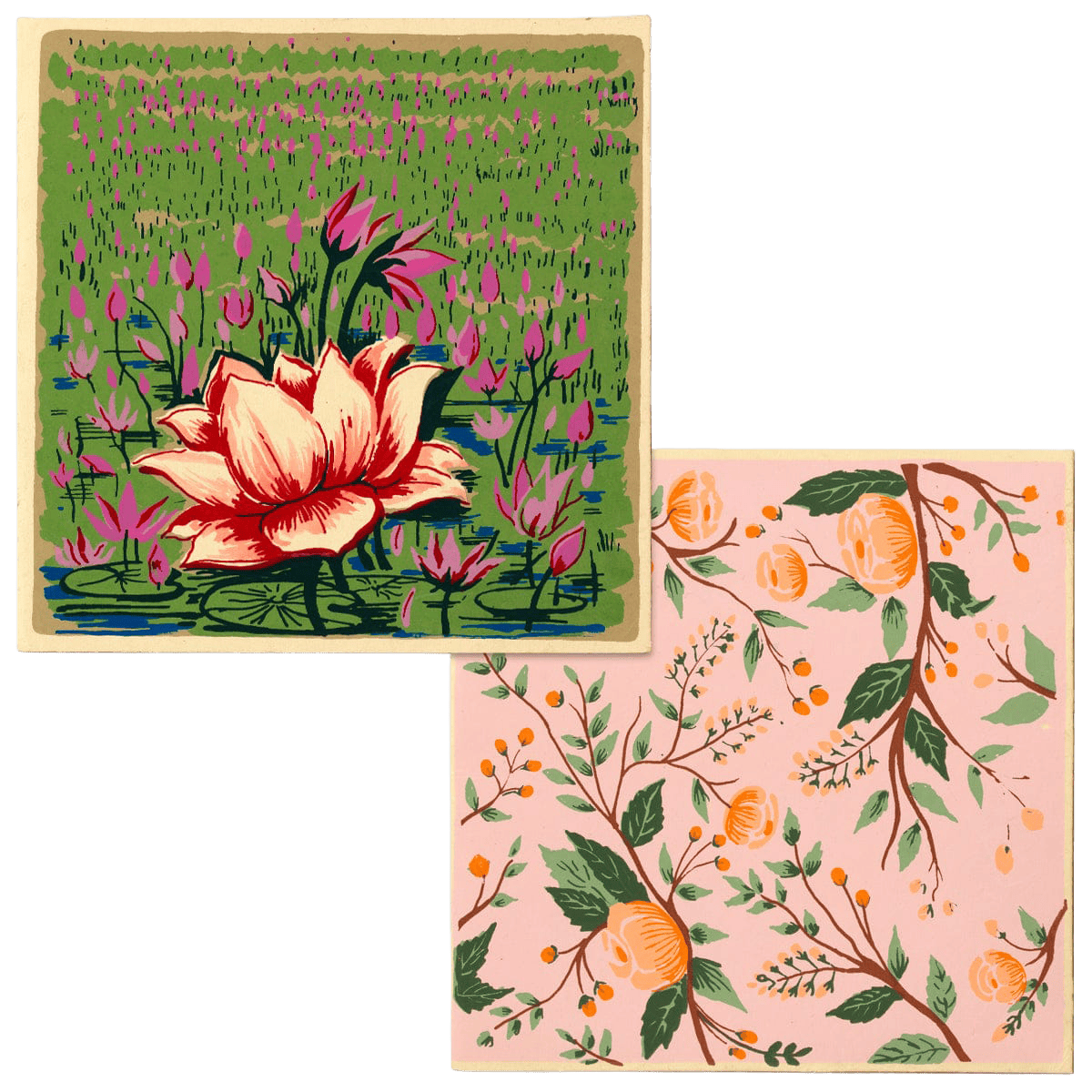 Fair To Trade Silk Screen Printed Pink Floral Cards