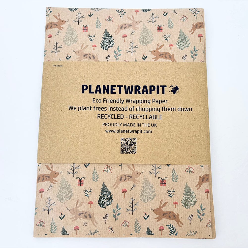 PlanetWrapIt Christmas Bunnies Recycled Wrapping Paper (1m x 50cm)