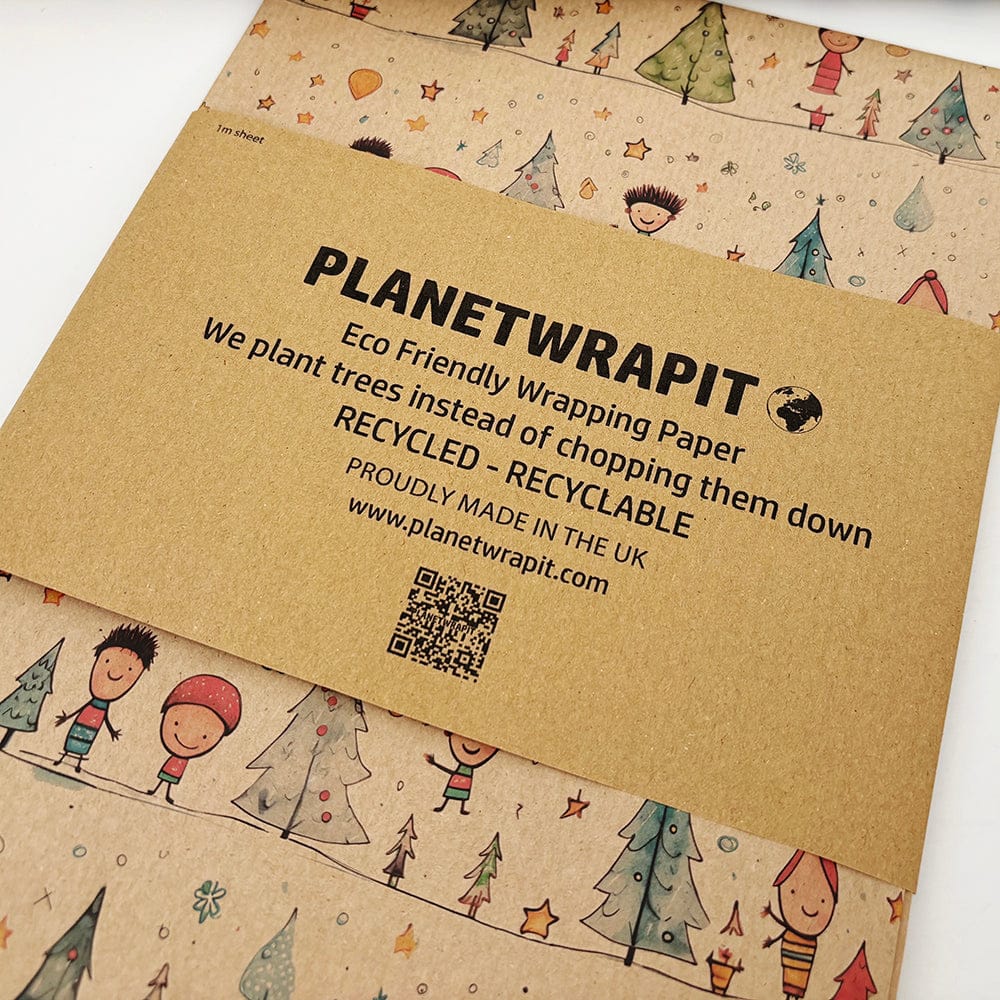 PlanetWrapIt Christmas Starry Night Recycled Wrapping Paper (1m x 50cm)