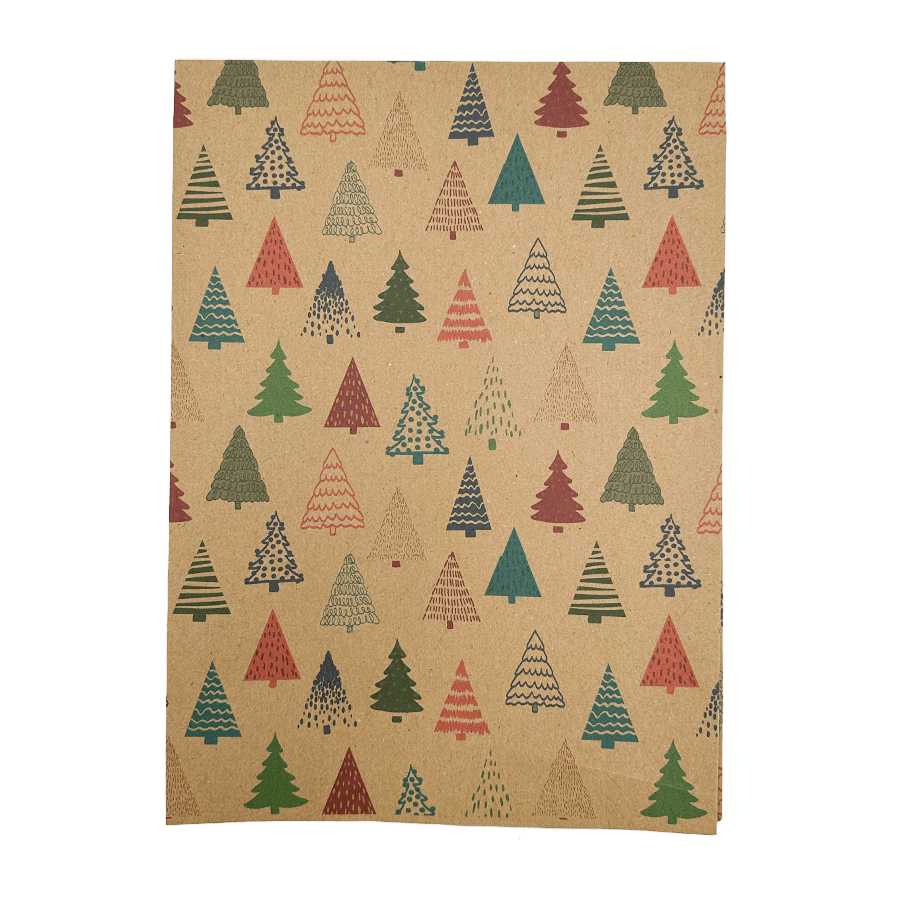 PlanetWrapIt Colourful Christmas Trees  Recycled Wrapping Paper (1m x 50cm)