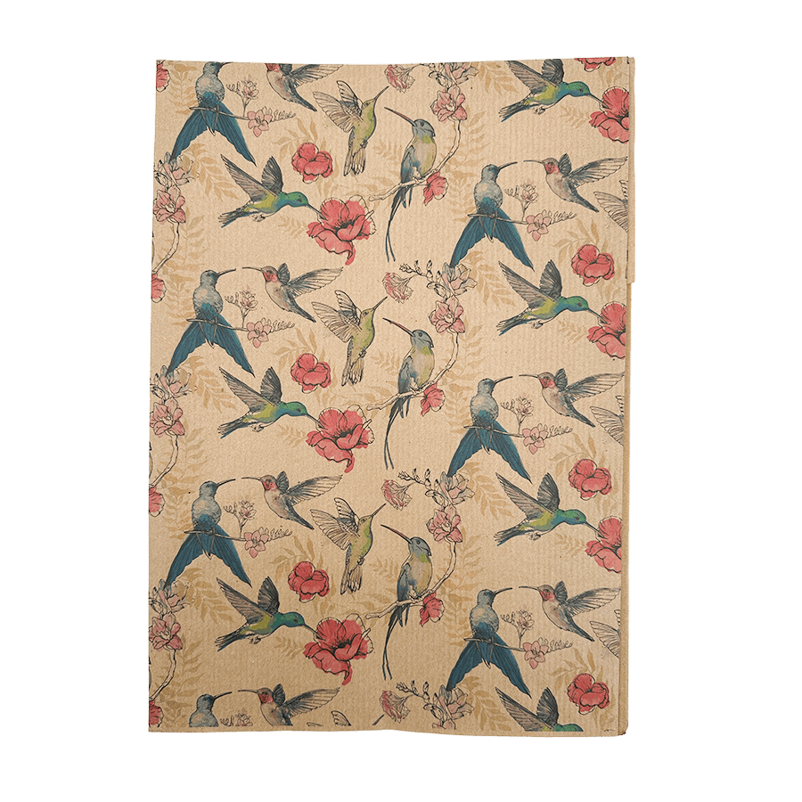 PlanetWrapIt Hummingbird Recycled Kraft Wrapping Paper Gift Wrap (1m x 50cm)