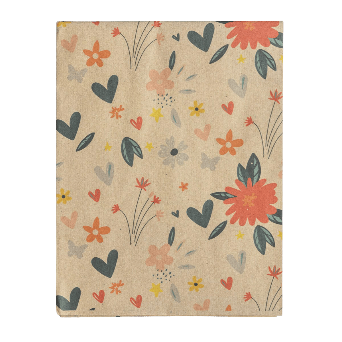 PlanetWrapIt In Bloom Flower Print Recycled Eco Kraft Wrapping Paper (1m x 50cm)