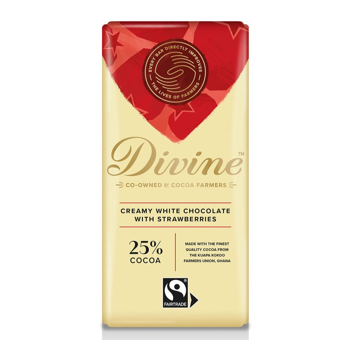 Divine White Chocolate with Strawberries Bar 90g