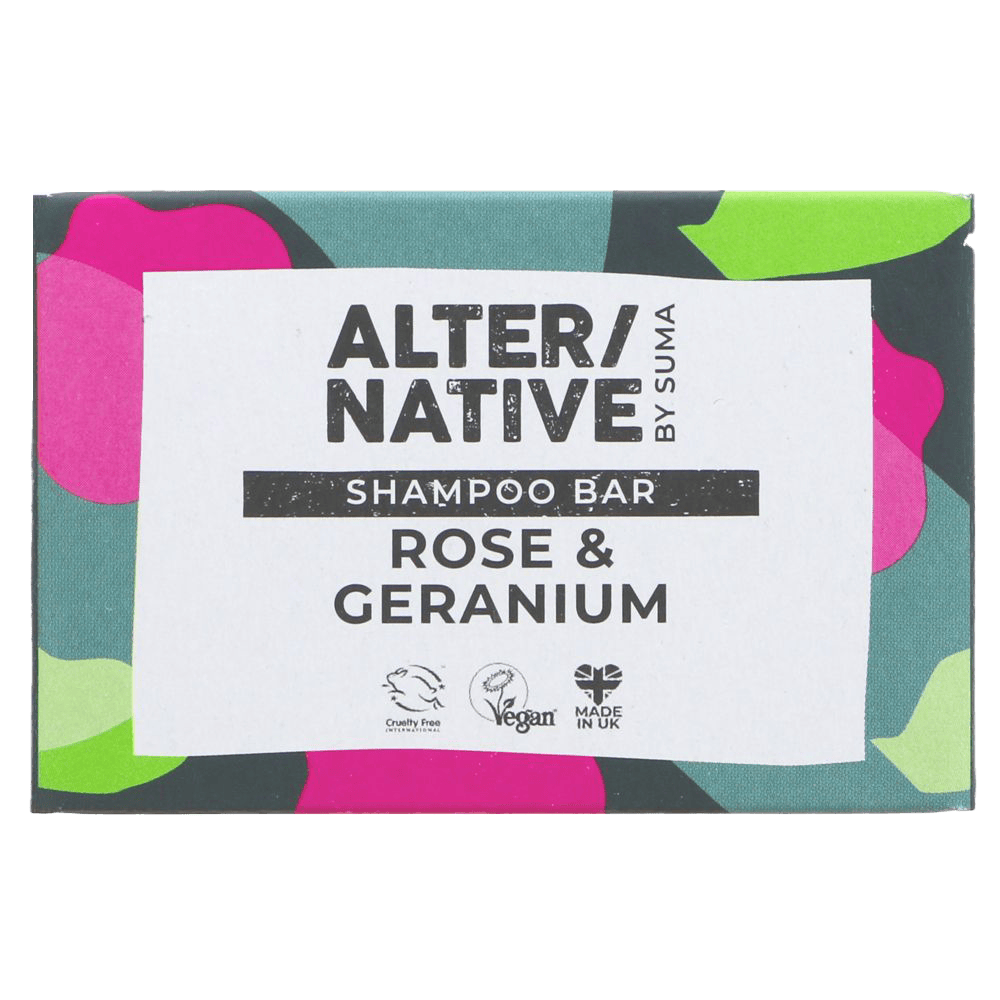 Suma Wholefoods Rose & Geranium Shampoo Bar (95g) | Vegan Essential Oils Hair Care