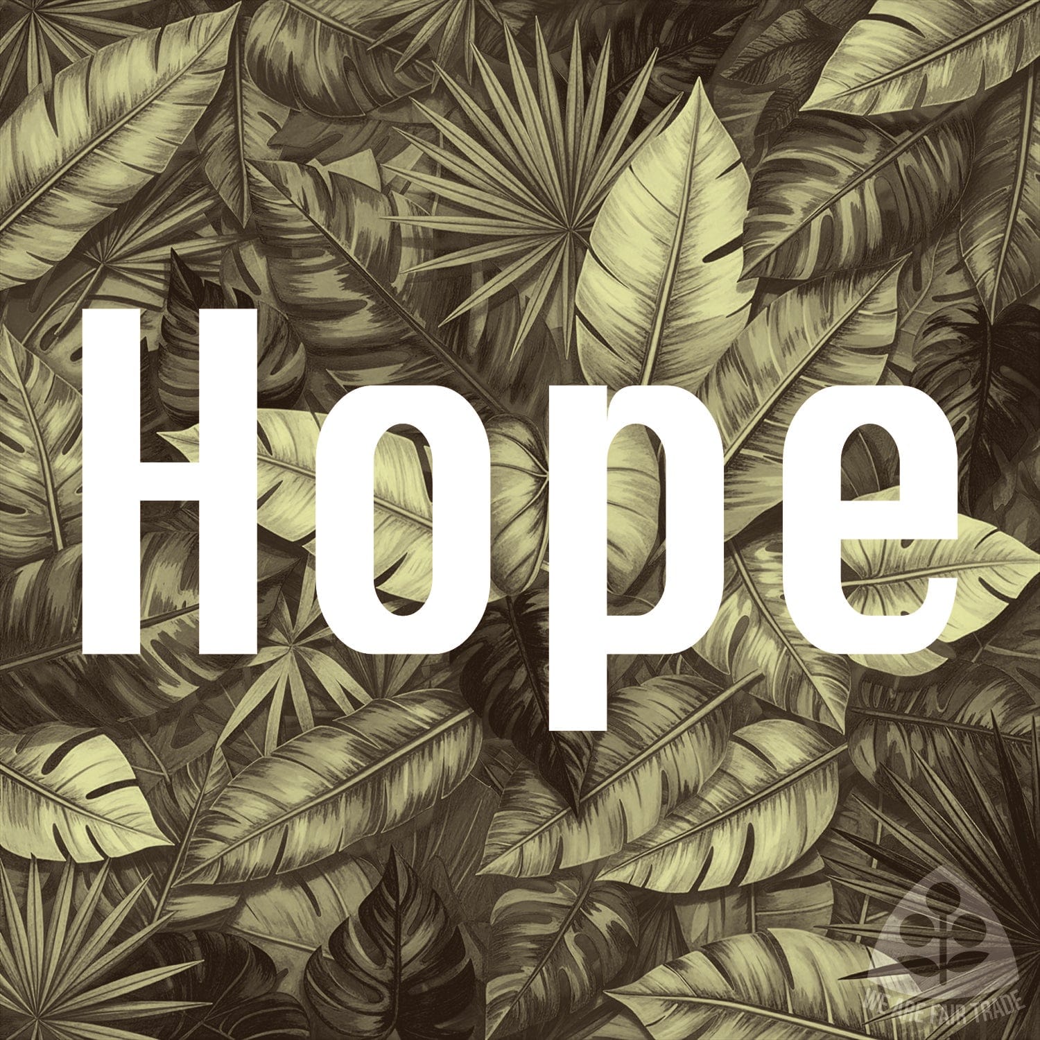 We Are Fair Trade African Leaves Tote Bag - Bronze Square Print With "Hope"