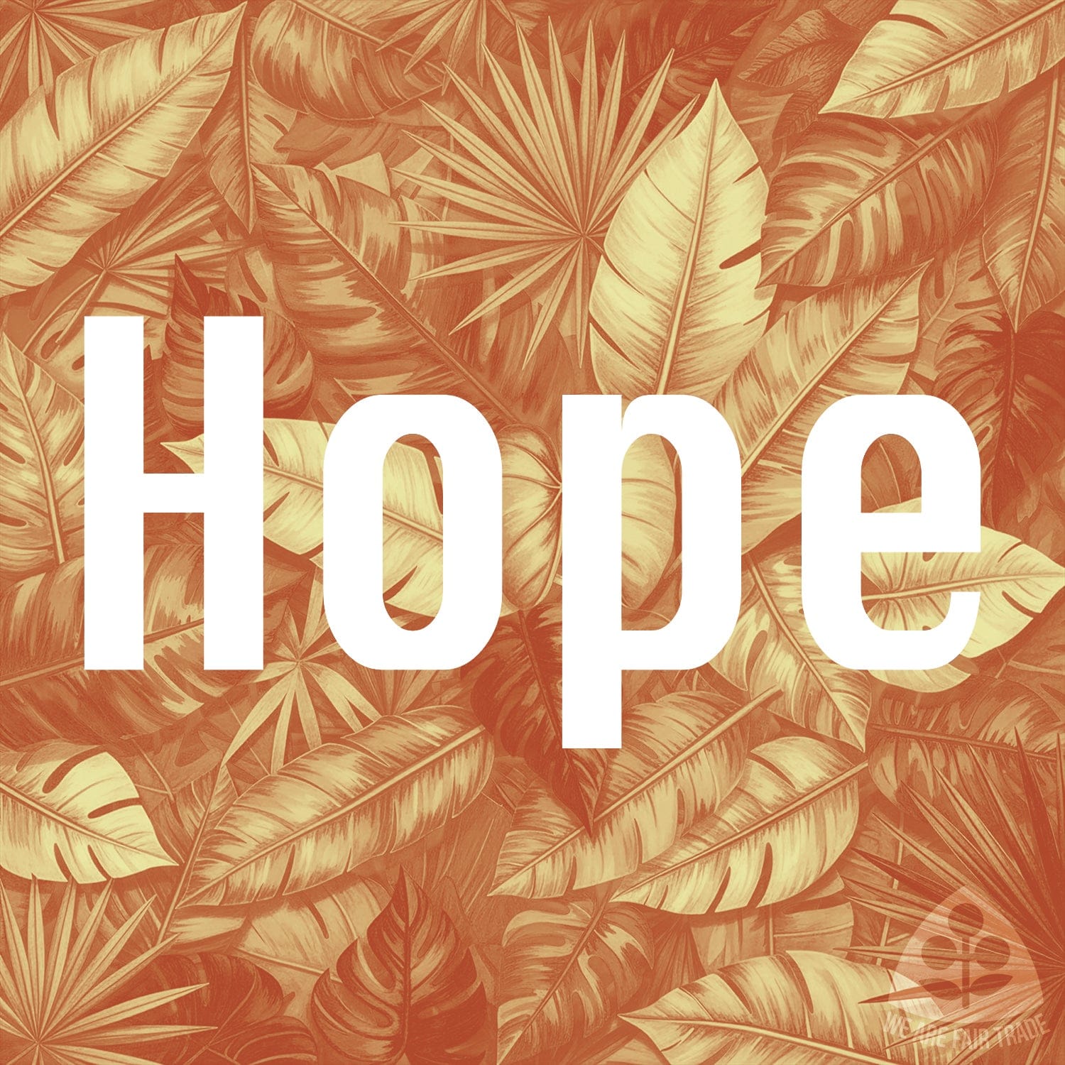 We Are Fair Trade African Leaves Tote Bag - Red/Gold Square Print With "Hope"