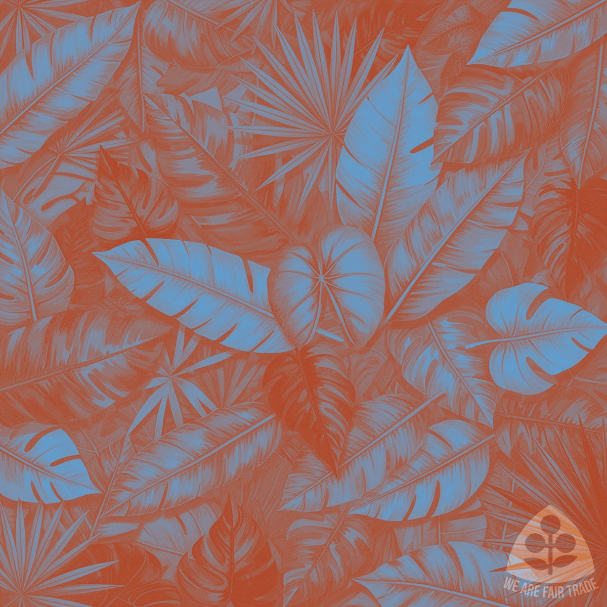 We Are Fair Trade African Leaves Tote Bag - Red/Silver Square Print