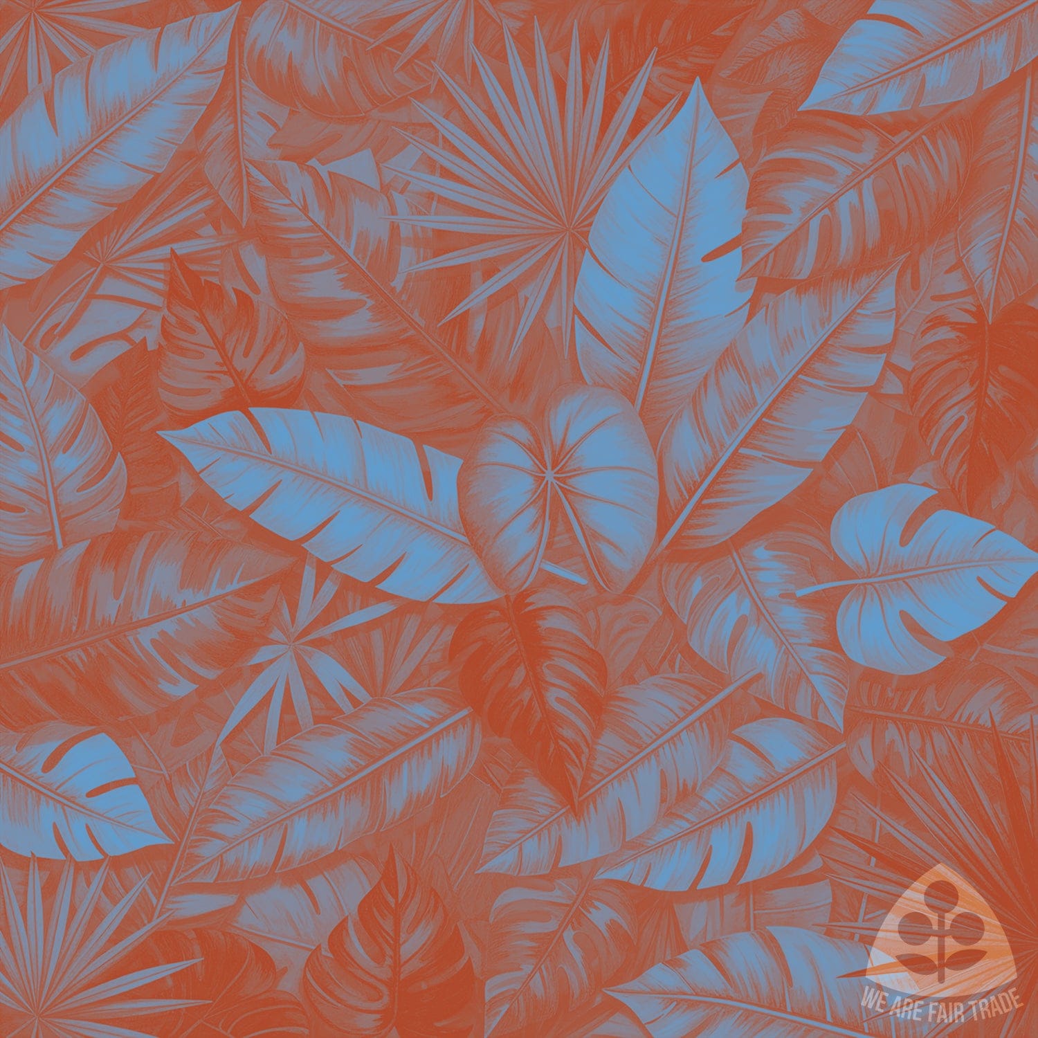 We Are Fair Trade African Leaves Tote Bag - Red/Silver Square Print