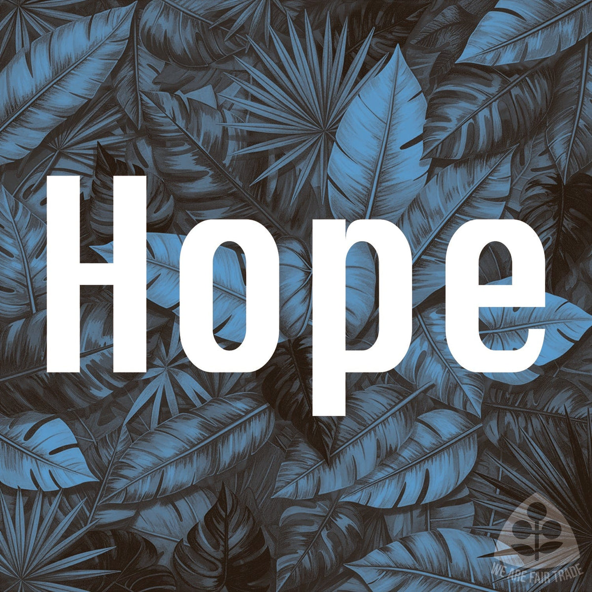 We Are Fair Trade African Leaves Tote Bag - Teal Bronze Square Print With "Hope"