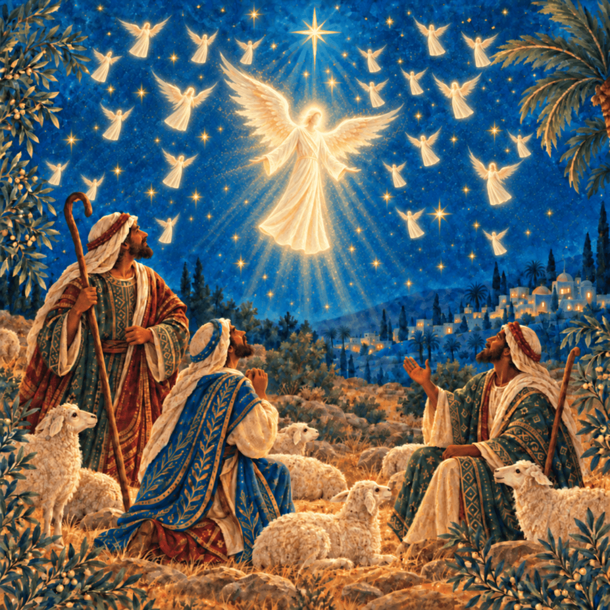 We Are Fair Trade Angels Appear To The Shepherds | Charity Christmas Card (Pack of 10)