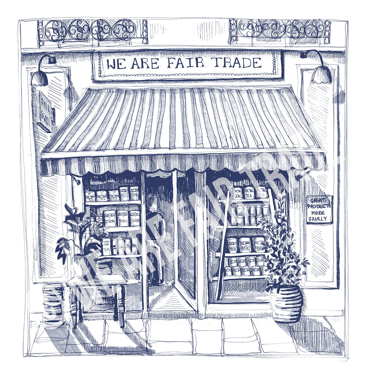 We Are Fair Trade Delicatessen Tote Bag - Dark Navy