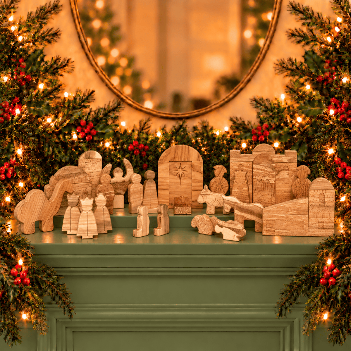 We Are Fair Trade Ltd Complete Wooden Nativity Set, 36 Pieces | Handcrafted in Yorkshire