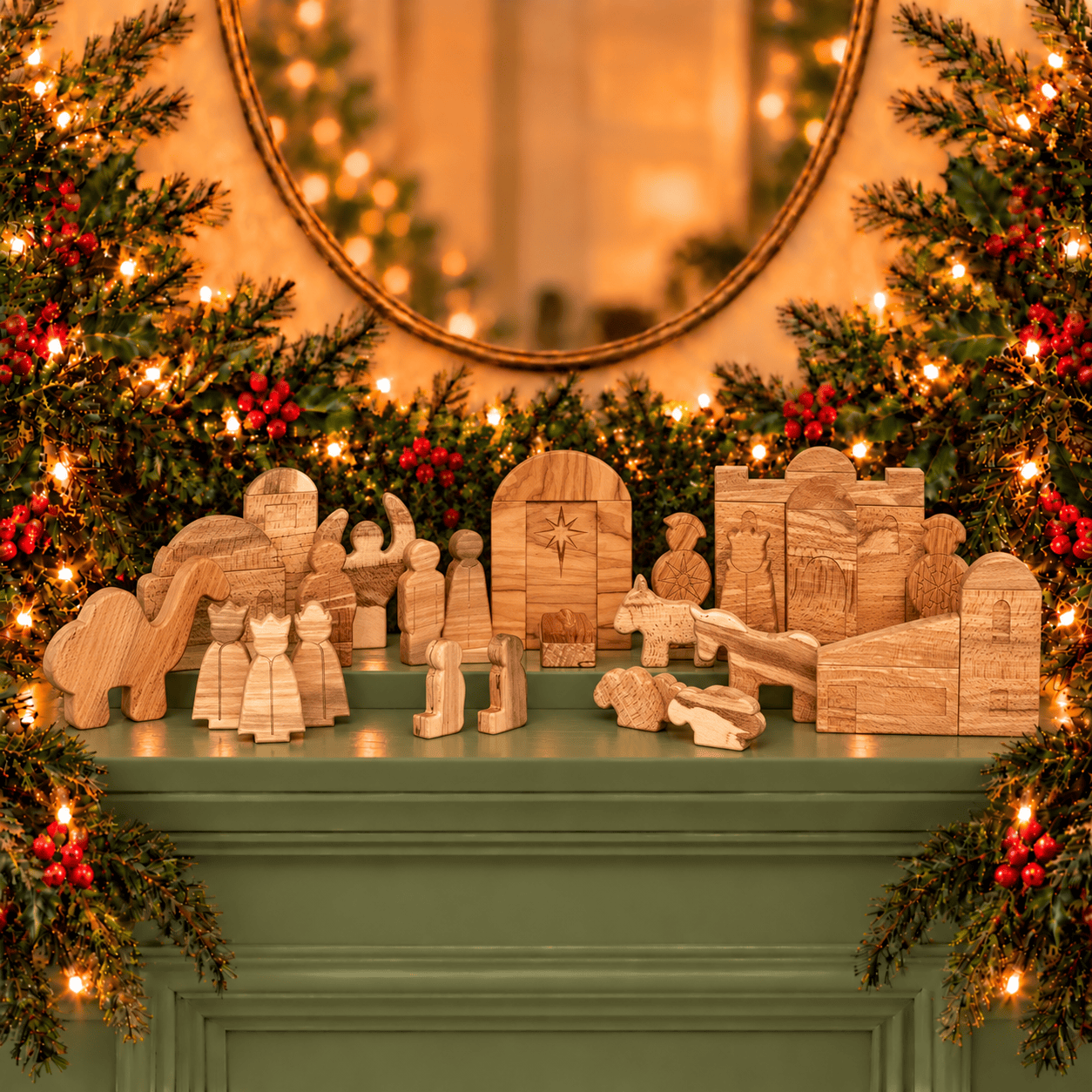 We Are Fair Trade Ltd Complete Wooden Nativity Set, 36 Pieces | Handcrafted in Yorkshire