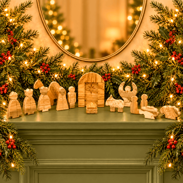 We Are Fair Trade Ltd Traditional Nativity Set, 16 Pcs | Handcrafted in Yorkshire