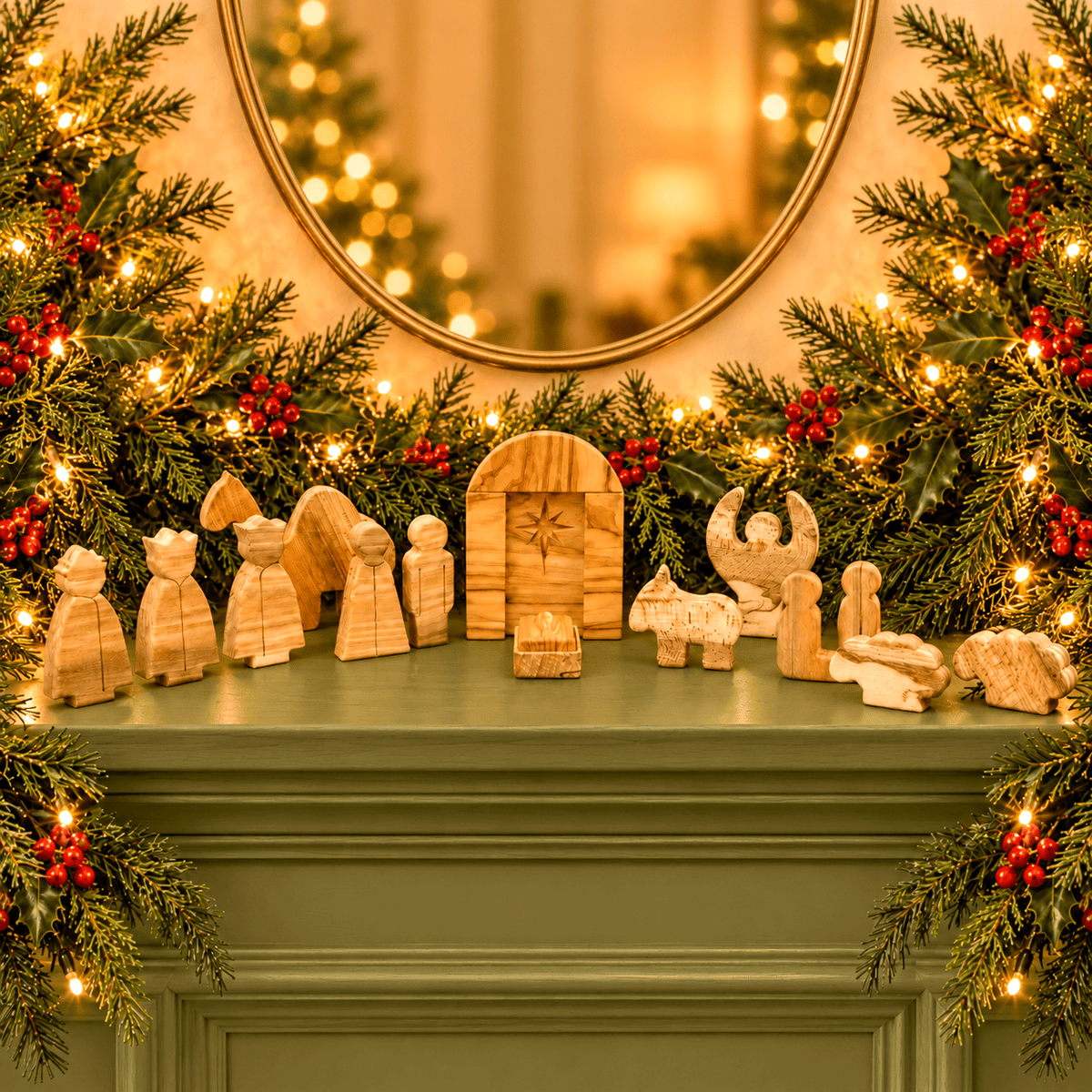 We Are Fair Trade Ltd Traditional Nativity Set, 16 Pcs | Handcrafted in Yorkshire