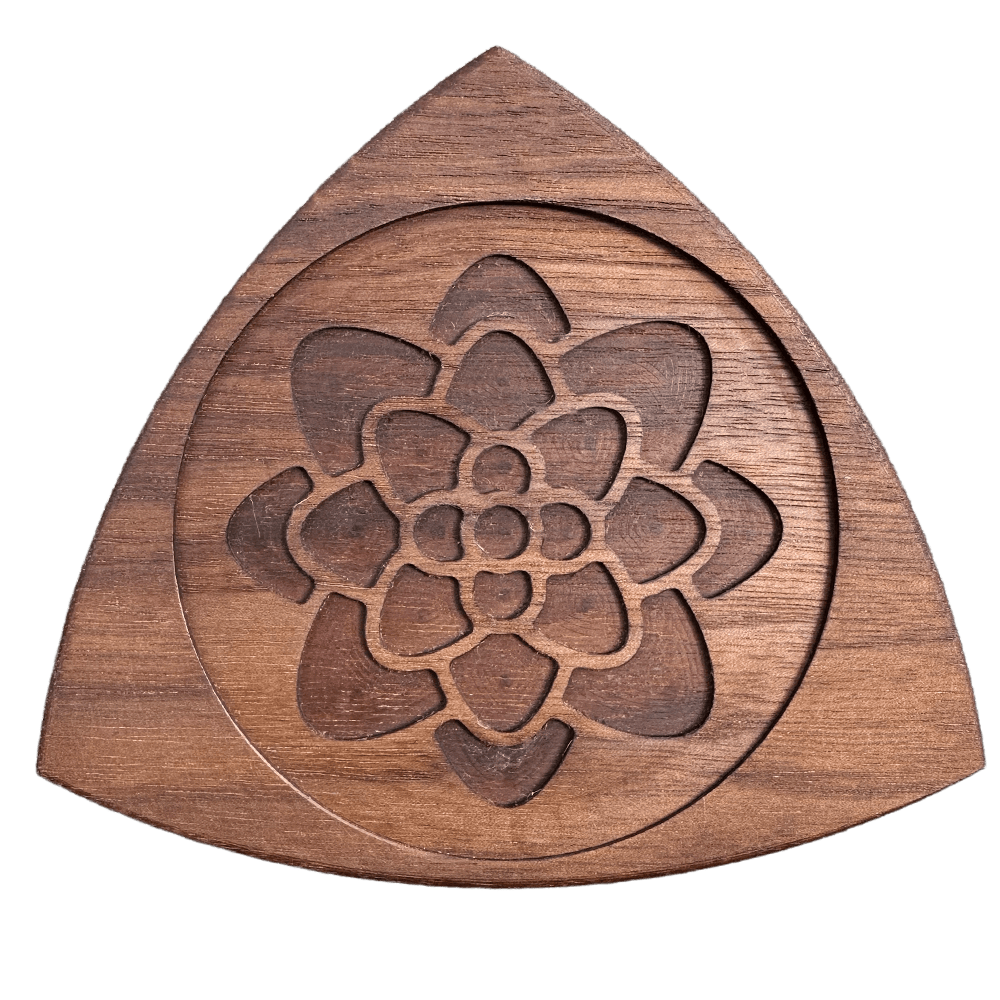 We Are Fair Trade Ltd We Are Fair Trade Hand-made Wooden Coaster (Walnut) | Sustainable Gift Engraved Chrysanthemum