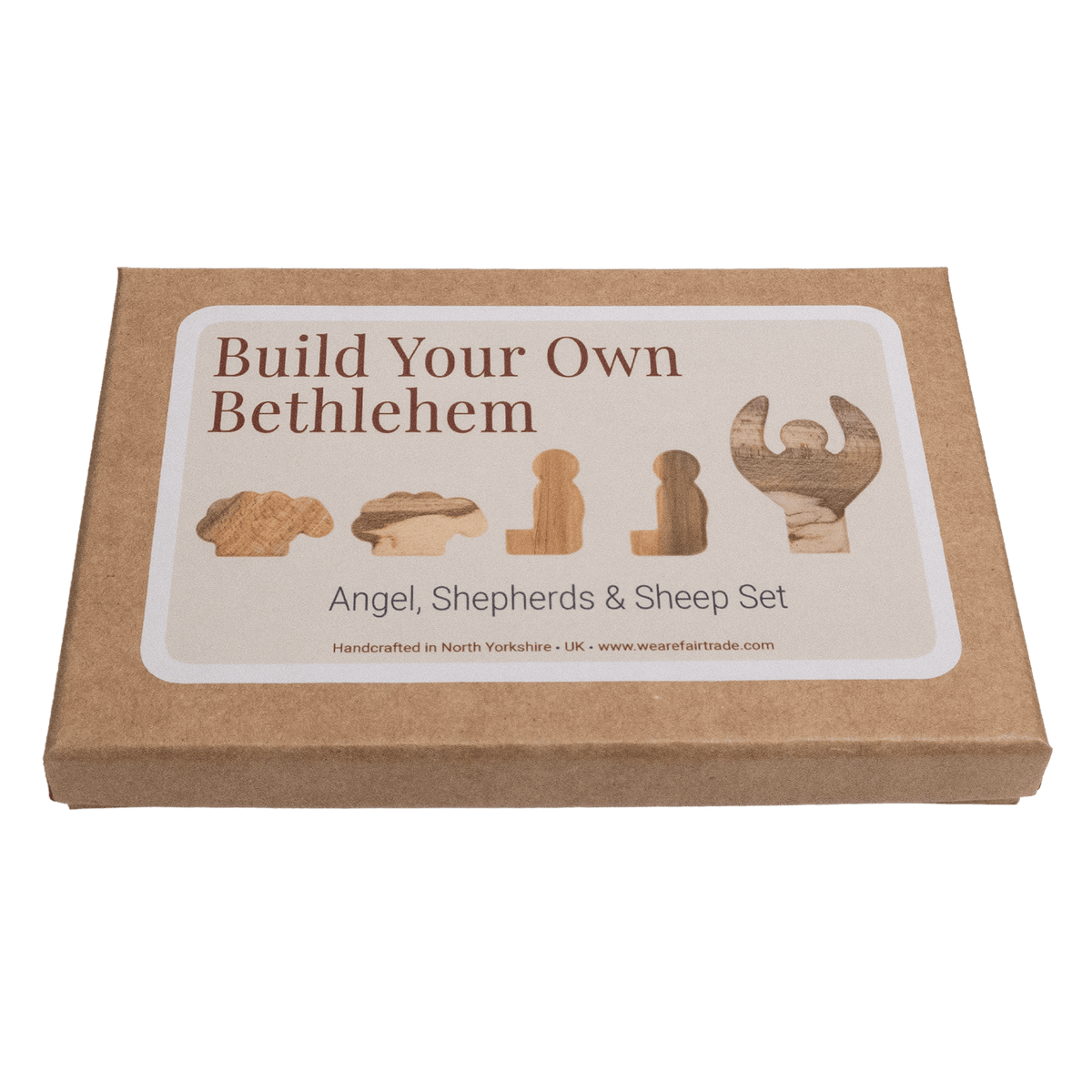 We Are Fair Trade Ltd Wooden Nativity Figures: Angel, Shepherds & Sheep | 5 Pieces | UK Made