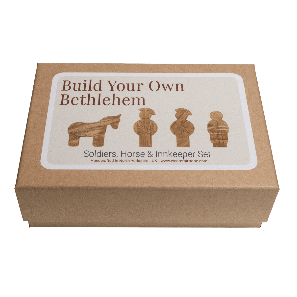 We Are Fair Trade Ltd Wooden Nativity Figures: Soldiers, Horse & Innkeeper | 4 Pieces | UK Made