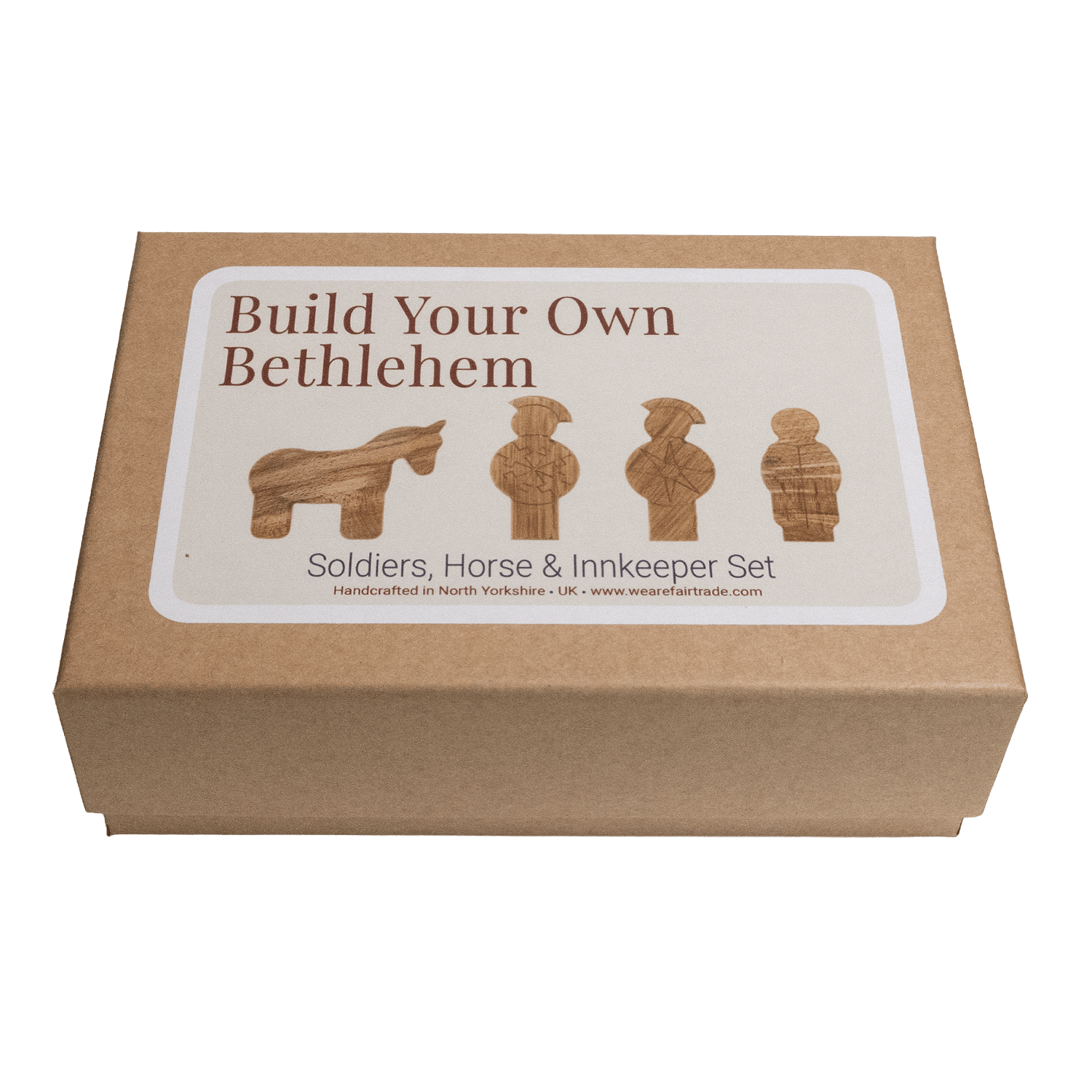 We Are Fair Trade Ltd Wooden Nativity Figures: Soldiers, Horse & Innkeeper | 4 Pieces | UK Made