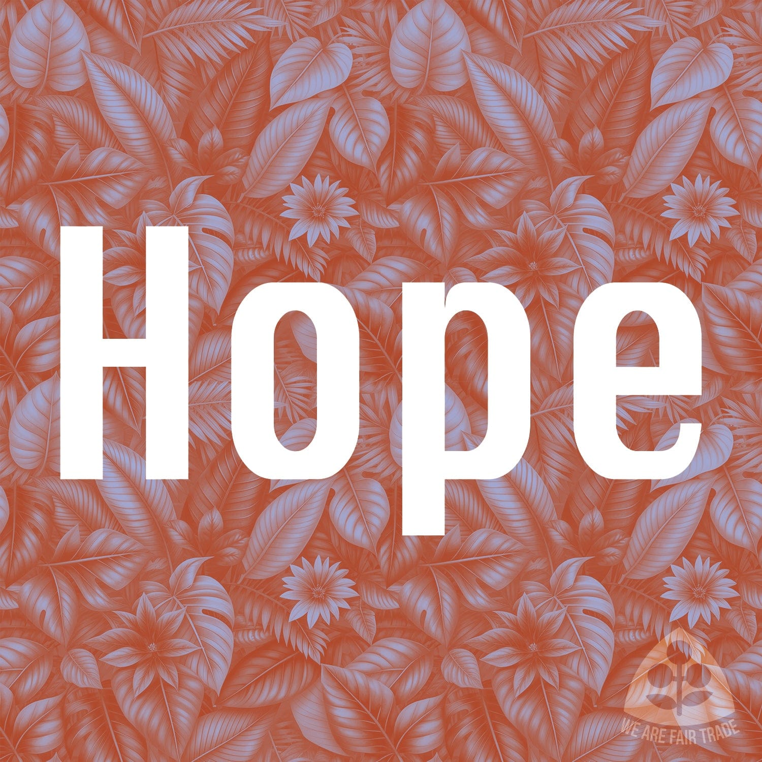 We Are Fair Trade South American Flowers Tote Bag - Red/Silver Square Print With "Hope"