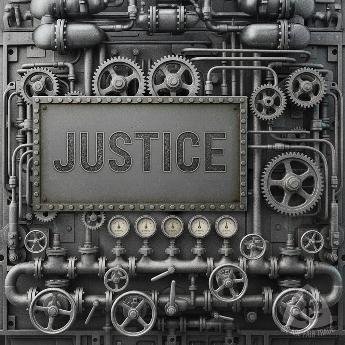 We Are Fair Trade Vintage Machine with plaque Tote Bag - Duotone