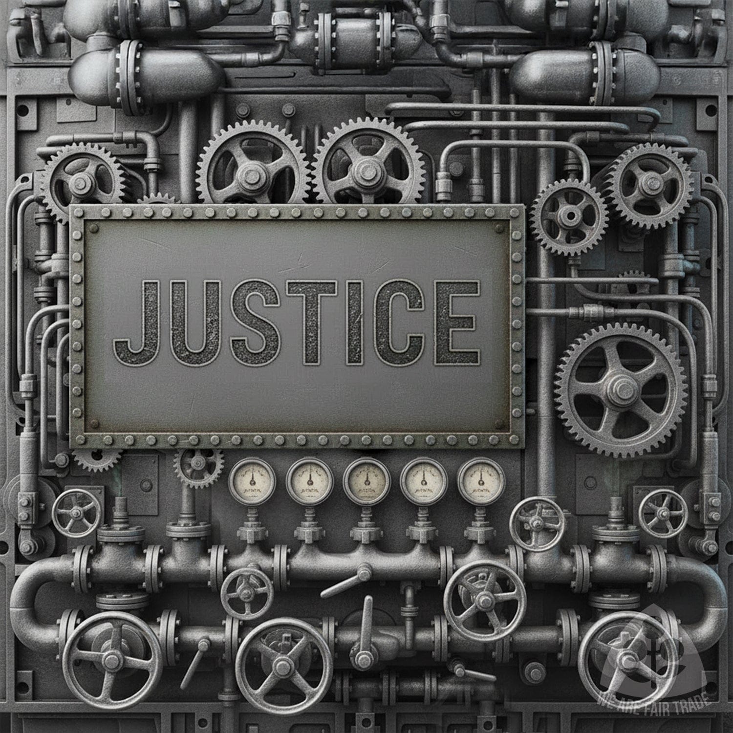 We Are Fair Trade Vintage Machine with plaque Tote Bag - Duotone